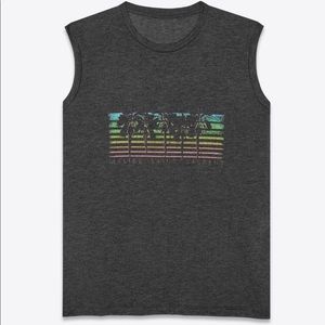 Saint Laurent Malibu Logo Cut Sleeve Tee